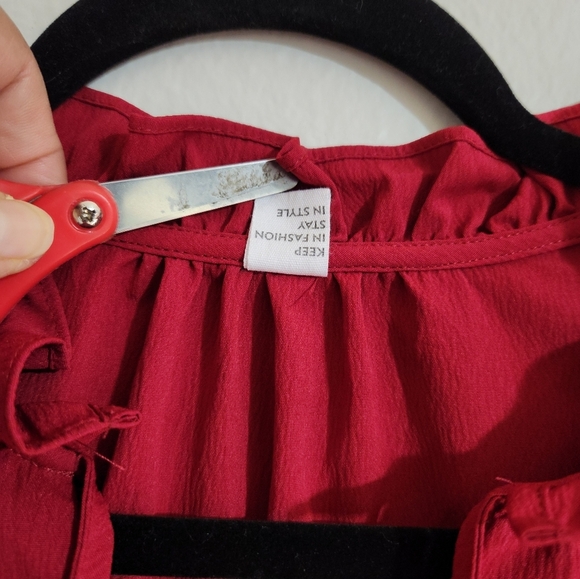 ANRABESS XXL DRESS COLOR WINE RUFLEE SLEEVE. - Picture 4 of 13